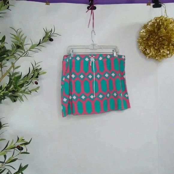 Tibi Pink and Green Geometric Mini Skirt vintage retro - Picture 3 of 6